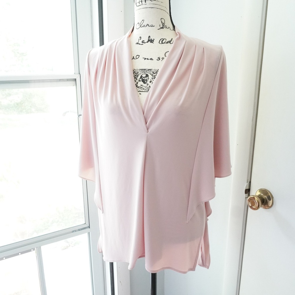 Joseph Ribkoff Drape Top Blouse Dolman Sleeve V-Neck Elegant Pink‎ 4 Old Money